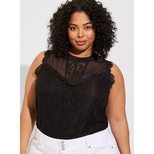 Torrid Mixed Lace Top Womens Size 4X Whimsigoth Witchy Dark Academia Shirt Black
